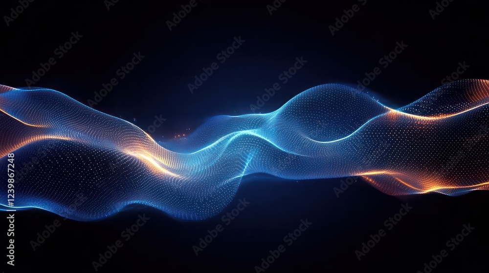 Aufkleber futuristic digital wave pattern with glowing lines and soft lighting