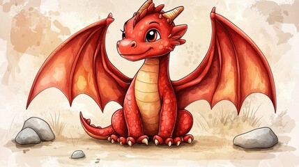 Adorable Baby Dragon: Mythical Creature Illustration