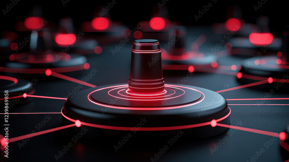 Poster business startup results concept. a futuristic arrangement of interconnected components, illuminated