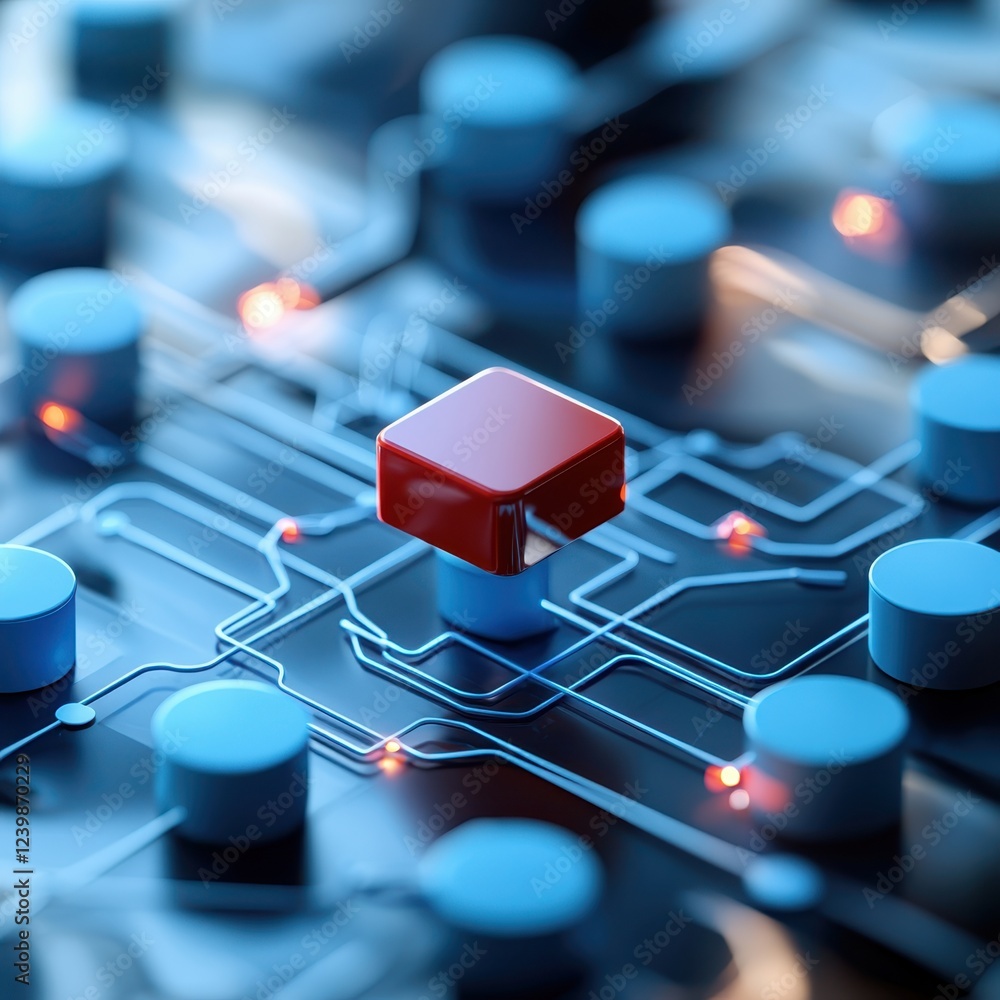 Poster business startup results concept. a vibrant, close-up view of a digital circuit board, featuring a p