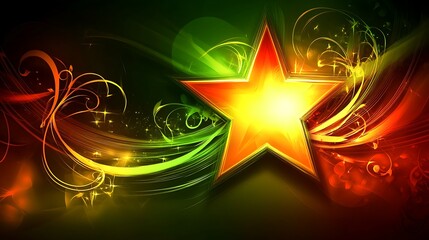 Obraz premium Luminous Star Within Vibrant Swirling Floral Design