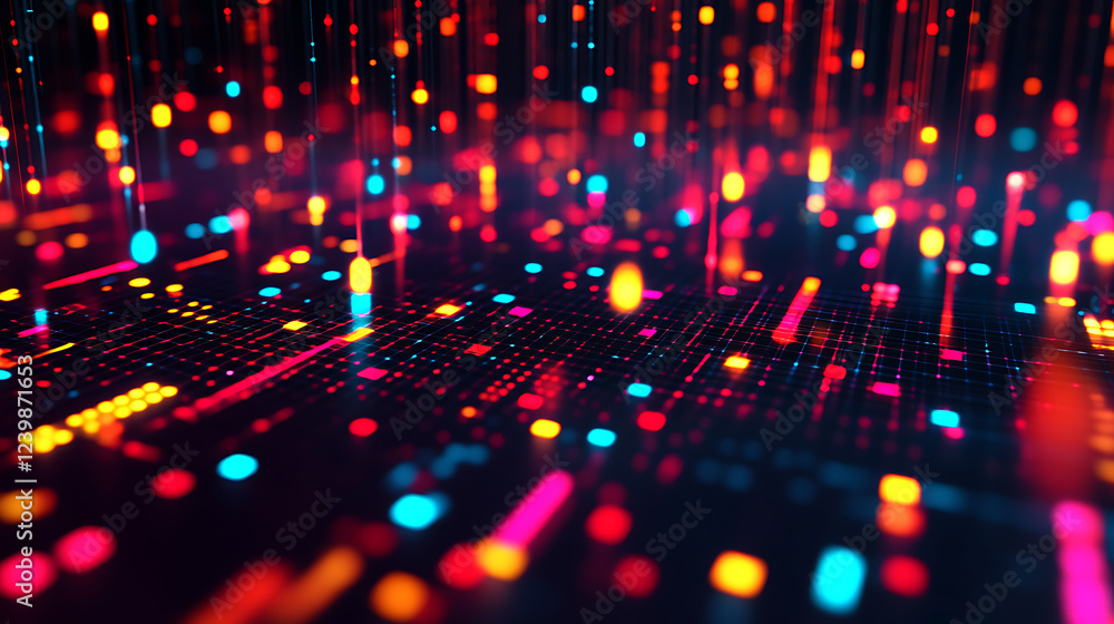 Fototapete Dynamic data visualization displaying colorful patterns digital realm abstract art futuristic environment low angle viewpoint