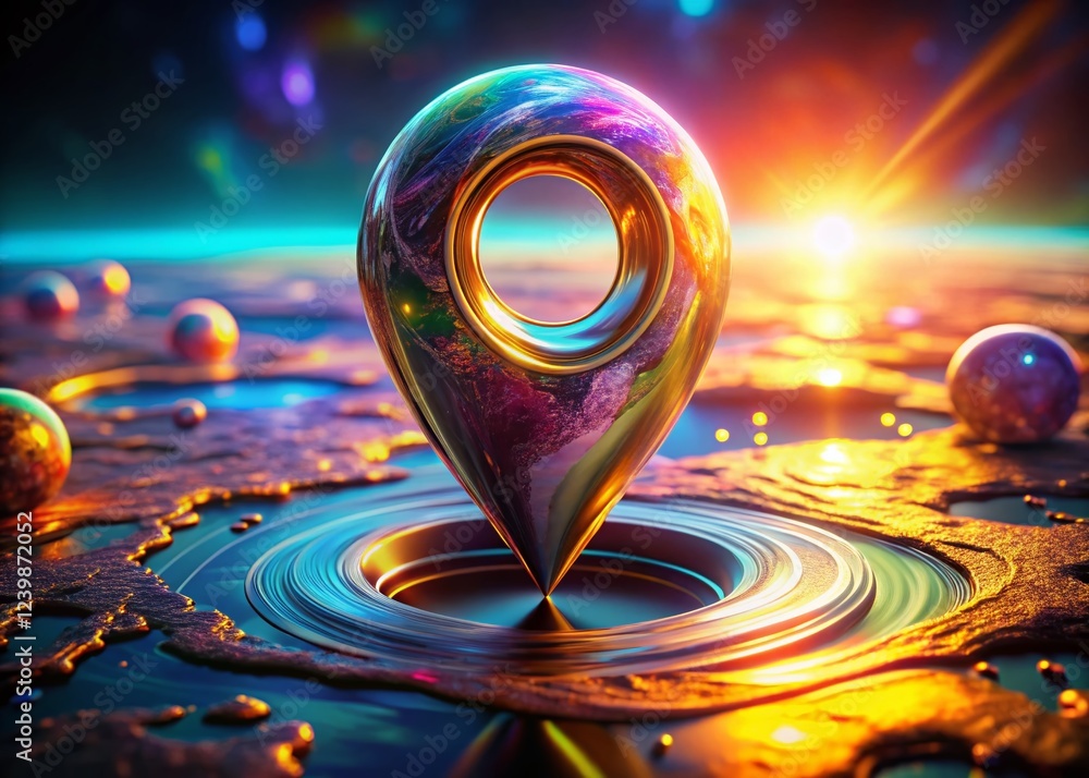 Aufkleber surreal 3d world map pointer: ai-generated global navigation concept