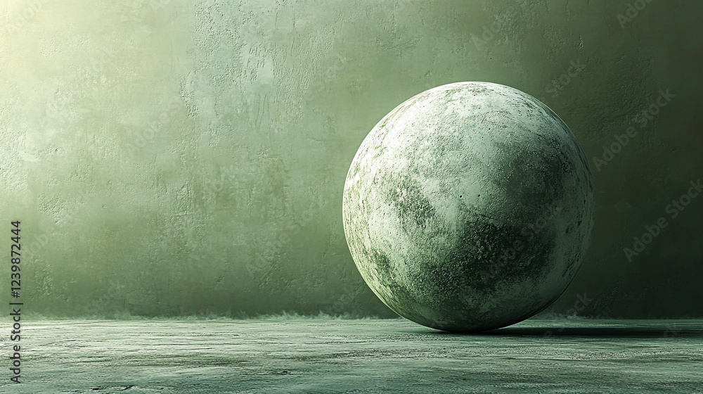 Poster a captivating 3d rendering of the moon sphere, detailed and textured, symbolizing mystery, space, an