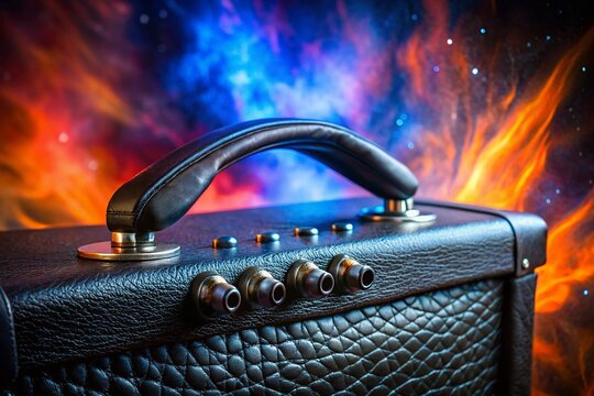 Surreal Black Tolex & Leather Amplifier Handle: Abstract Close-Up
