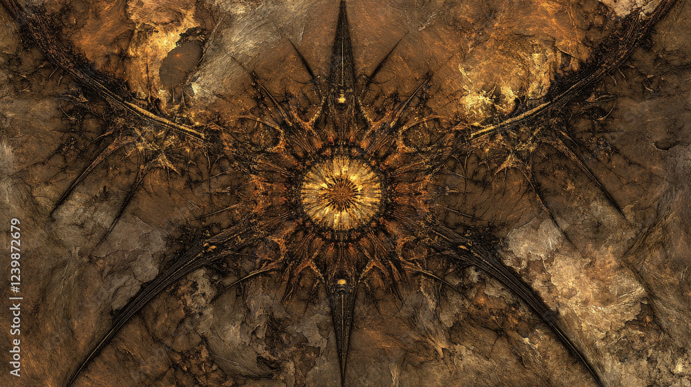 Poster abstract fractal design with earthy tones and intricate patterns