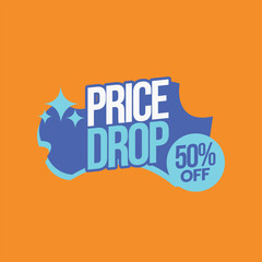 price drop 50% off banner vector
