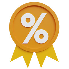 Premium percentage discount sign. 3D illustration.