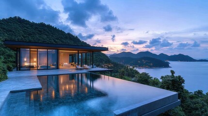 Obraz premium Sunset Villa, Ocean View, Infinity Pool, Luxury