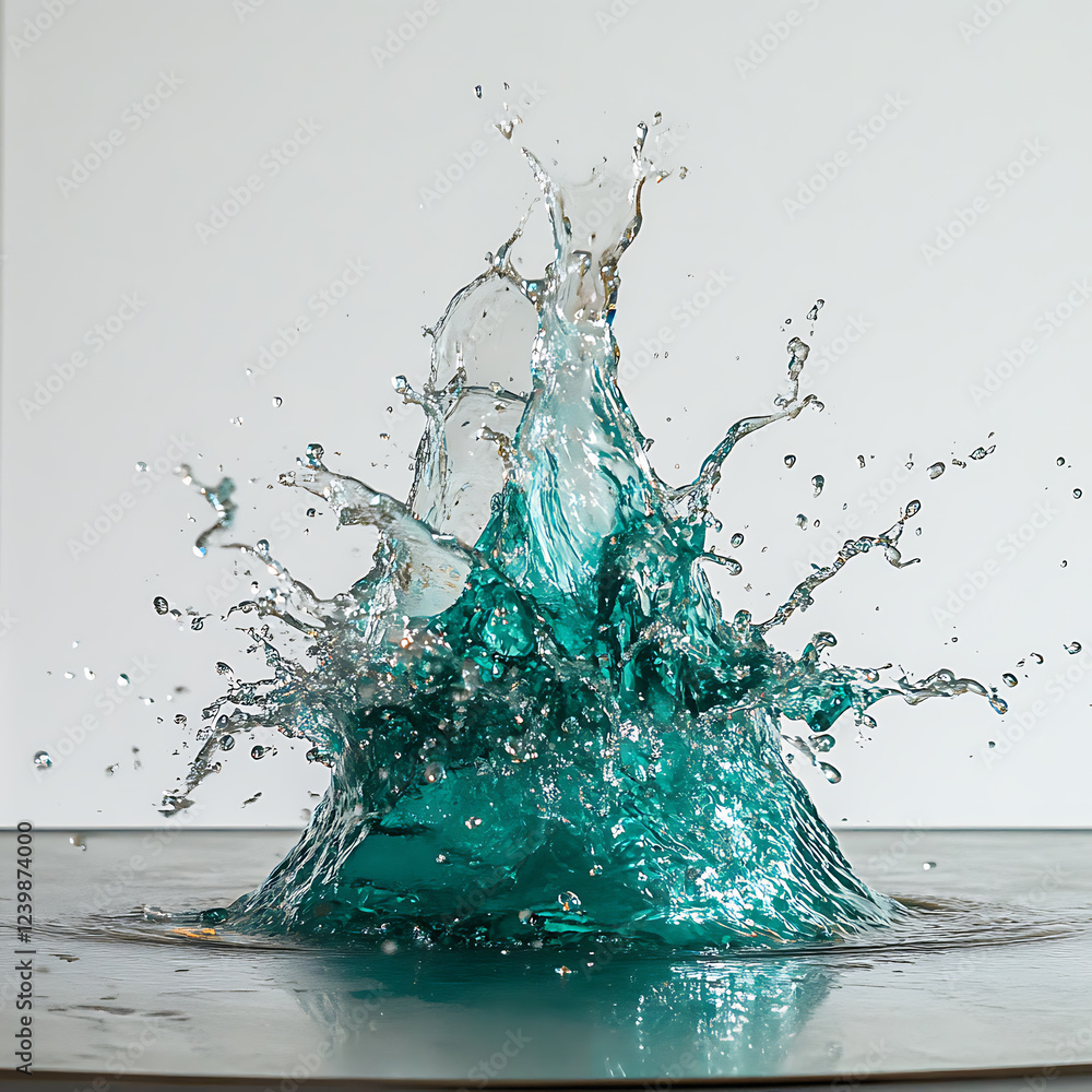 Poster splashing water action in calm environment nature scene close-up view liquid dynamics concept