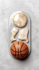 Basketball  Marble  Grey Background  Sporty Minimalist Design