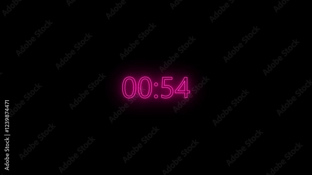 Poster 1 minute countdown. timer countdown background. neon countdown numbers. neon lights timer, laser ray