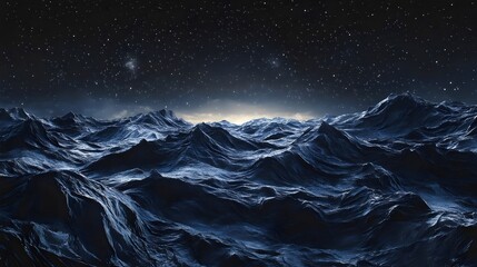 Fototapeta premium A dark blue ocean with a few stars in the background