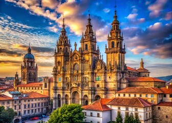 Fototapeta premium The Majestic Santiago de Compostela Cathedral, Galicia, Spain