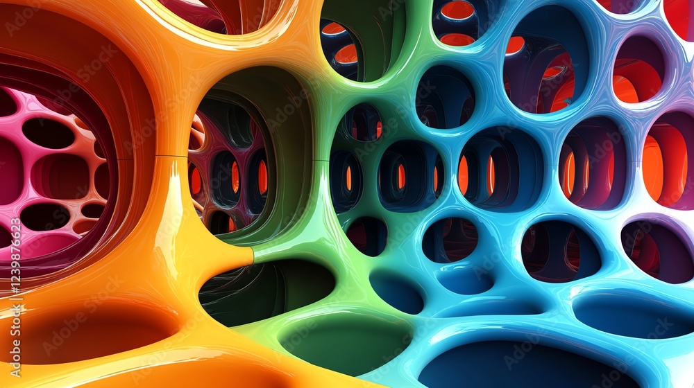 Aufkleber colorful abstract structure explores vibrant shapes and textures in a surreal environment