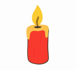 Illustration Festive Candle Red Isolated White Background Holiday Decoration Element