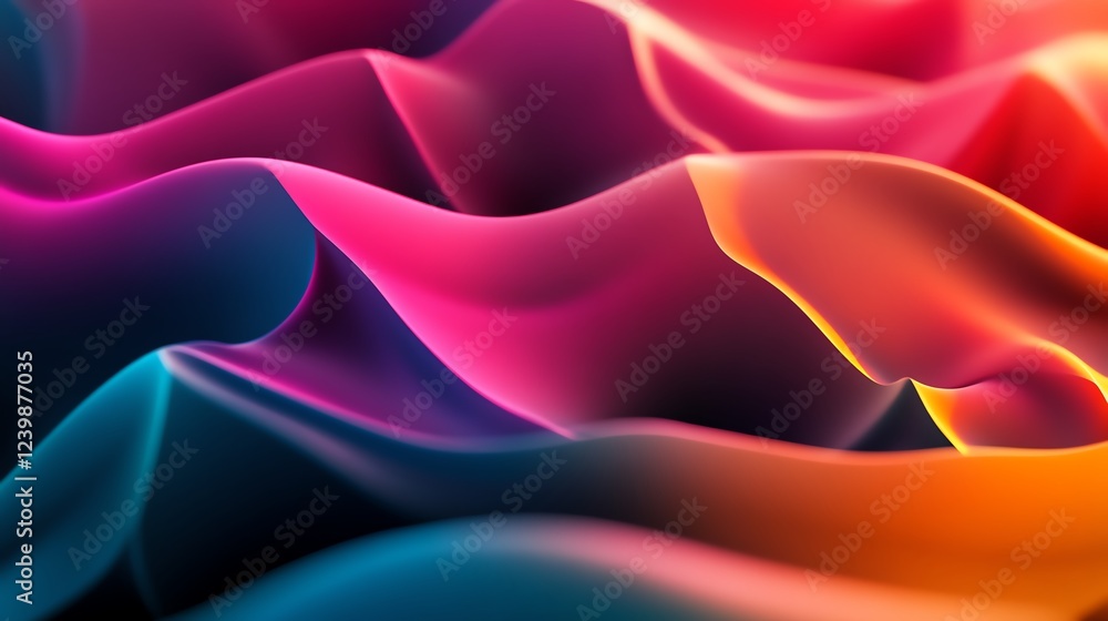 Poster colorful flowing abstract fabric pattern creating a mesmerizing visual effect in a dynamic compositi
