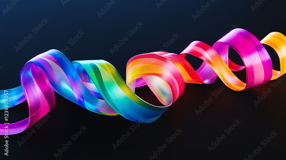 Aufkleber colorful ribbon twists create a mesmerizing display against a dark background in this striking artwo