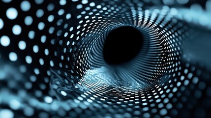 A futuristic tunnel with glowing dots, creating a sense of depth and motion.