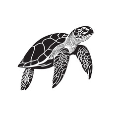 Obraz premium Vector of sea turtle silhouette on white background, Easy editable layere, Undersea animals.