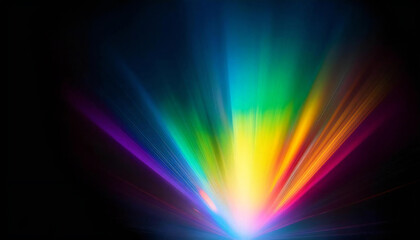 Obraz premium Rainbow prism light on a black background. Rainbow light. Abstract refraction of sunlight prism effect.