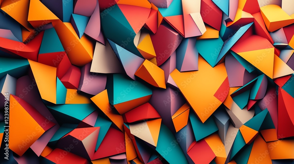 Poster colorful abstract geometric shapes create a dynamic visual texture in a vibrant display of form and 