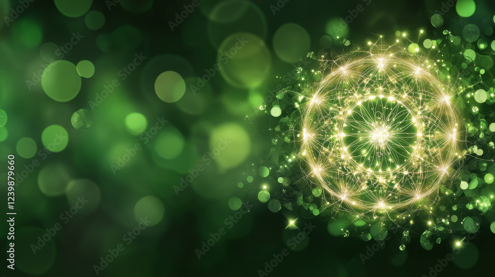 Aufkleber glowing green abstract background with circular pattern