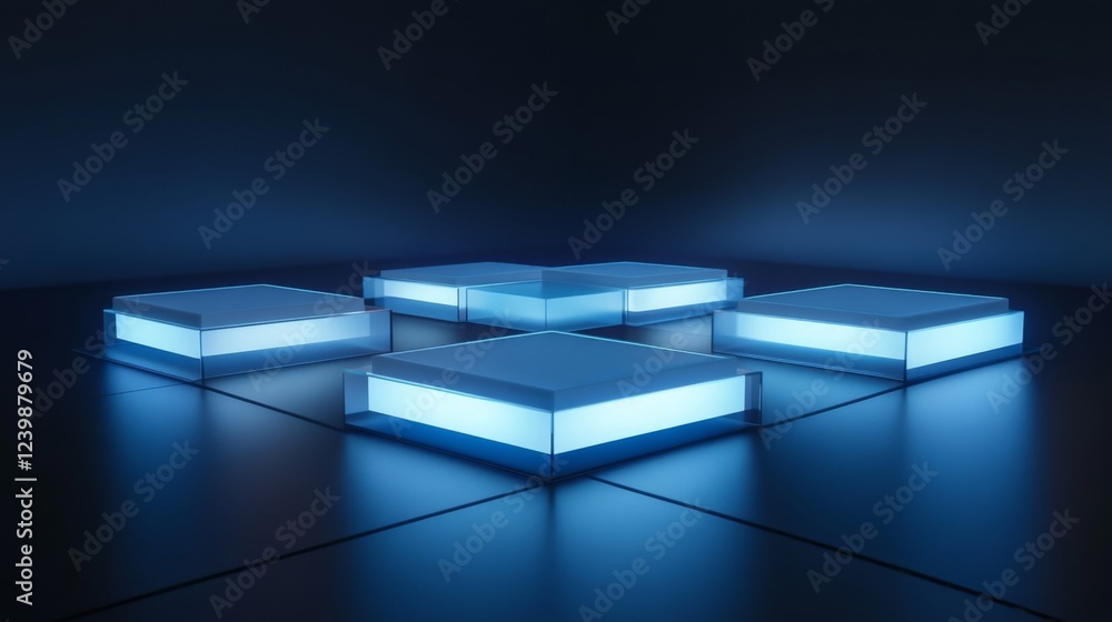 Poster illuminated cubes abstract geometric display
