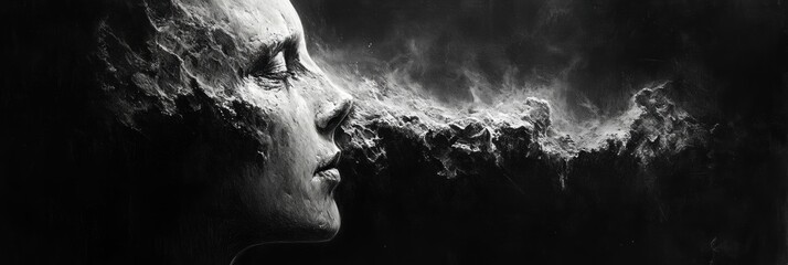 Obraz premium Abstract Charcoal Drawing Dramatic Lighting Textured Black Paper Dark Grunge Background