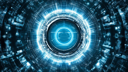 Fototapeta premium Futuristic digital technology background with glowing blue lights