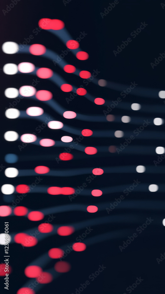 Poster abstract digital lines with glowing red dots