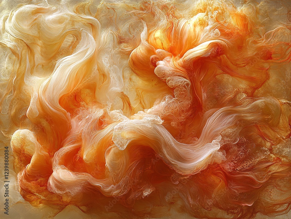 Poster abstract orange and white swirls: an ethereal abstract image featuring swirling patterns of orange a