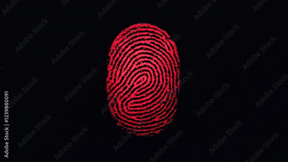 Poster personalized medicine concepts. red fingerprint on a black background representing identity and secu