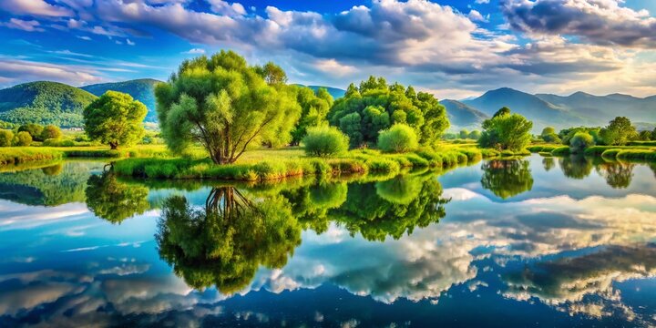 Tuscany Oasis: Double Exposure of Lipu Massaciuccoli Nature Reserve, Lucca, Italy