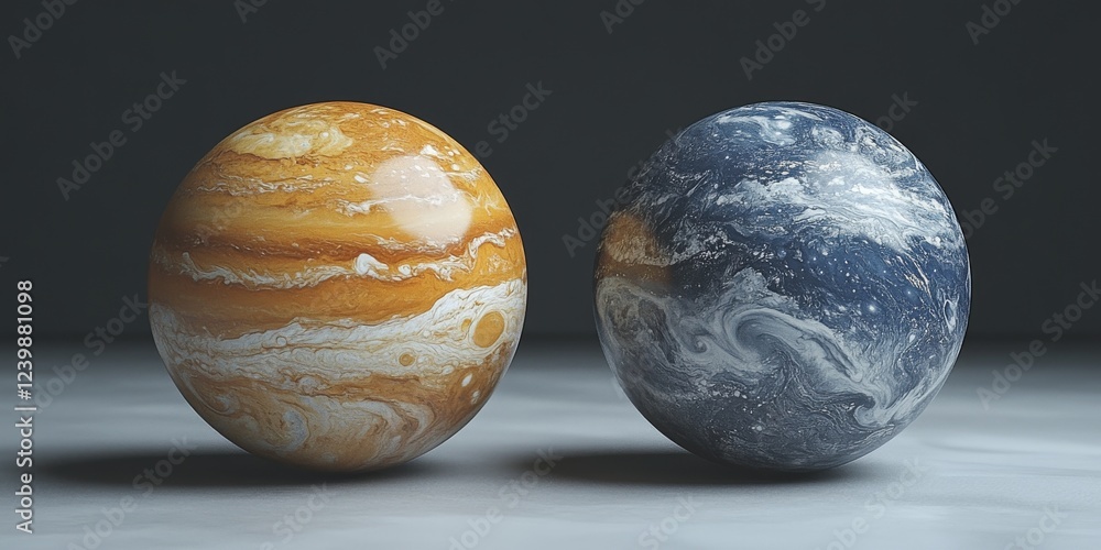 Poster Realistic Solar System Planets in Artistic Style for Visual Projects