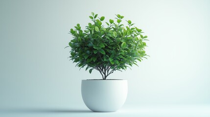 Potted green plant on a minimalist background