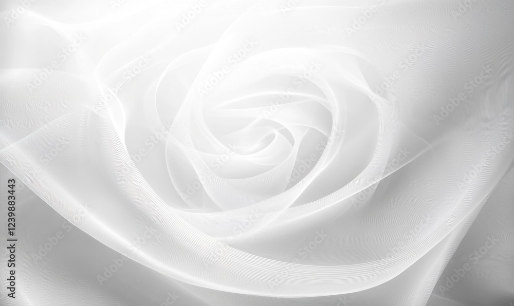 Poster abstract white background with smooth swirling lines and gentle light in modern minimalism style