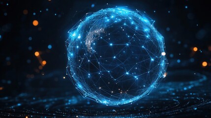 Obraz premium Interconnected Cyberpunk Globe of Big Data and IoT Networks