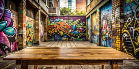Fototapeta premium Urban Exploration Photography Blank Wooden Table Mockup Without Backoground PNG