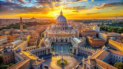 Obraz na płótnie Canvas Vatican City State Aerial View: St. Peter's Basilica and Square