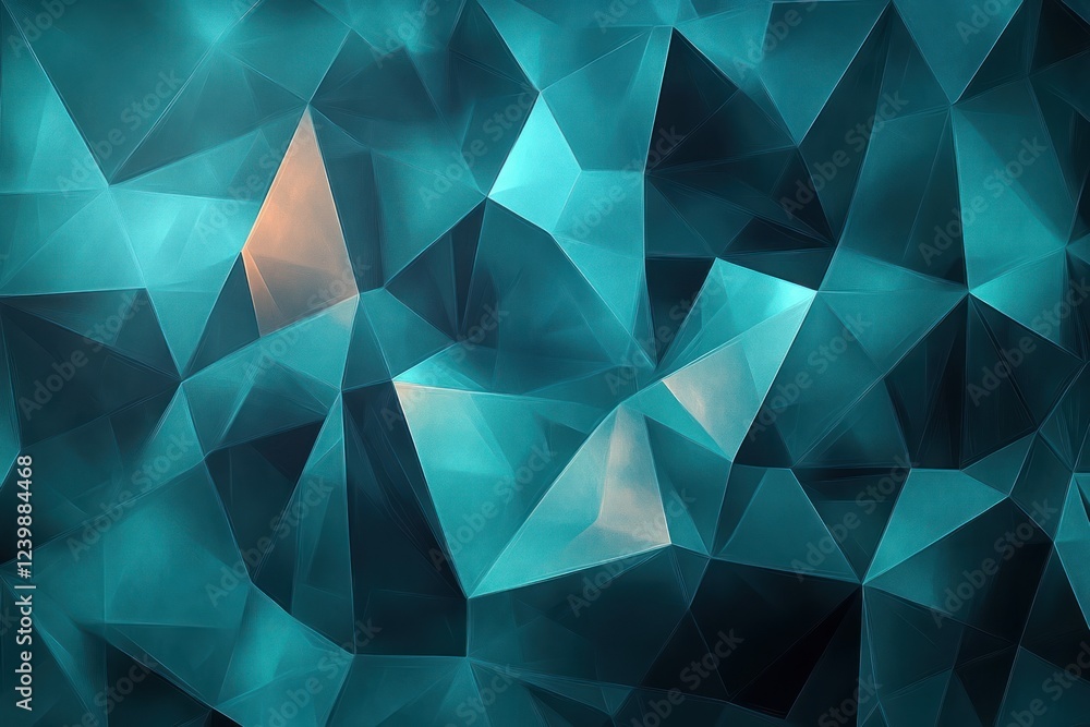 Poster abstract geometric polygon background vibrant teal black angular shapes