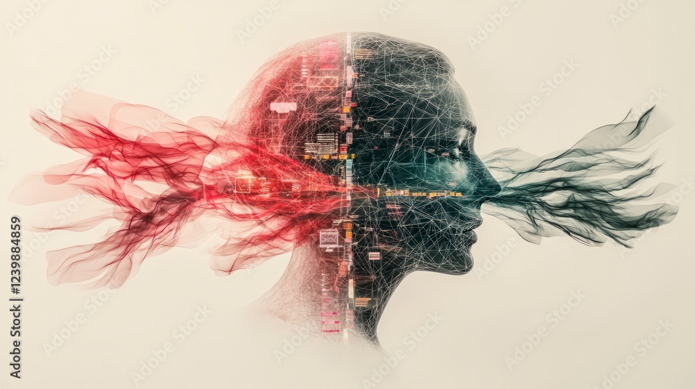 Poster abstract ai mind global communication data network