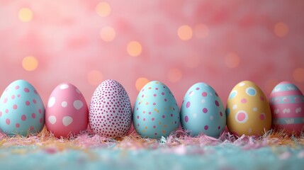 Fototapeta premium Vibrant Decorated Easter Eggs for Spring Celebration and Joy