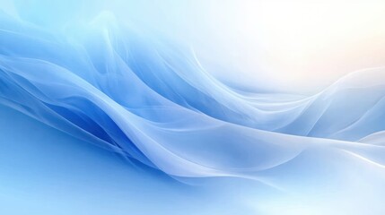 Fototapeta premium Tranquil Flowing Blue White Waves Abstract Background