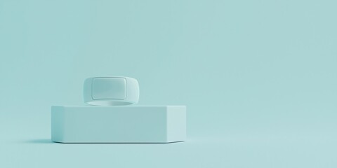 Telemedicine Concepts. Minimalist design with white headphones on a pastel background.