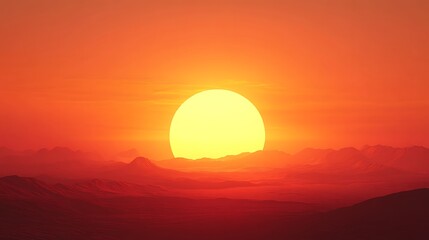 Fototapeta premium Vibrant sunset over a mountainous landscape.