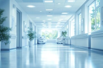 Obraz premium Serene Hospital Corridor Soft Blur Impressionism Medical Background
