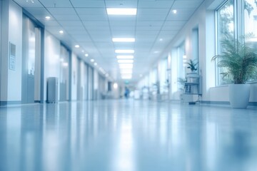 Obraz premium Serene Blurred Hospital Corridor Soft Light Abstract Background