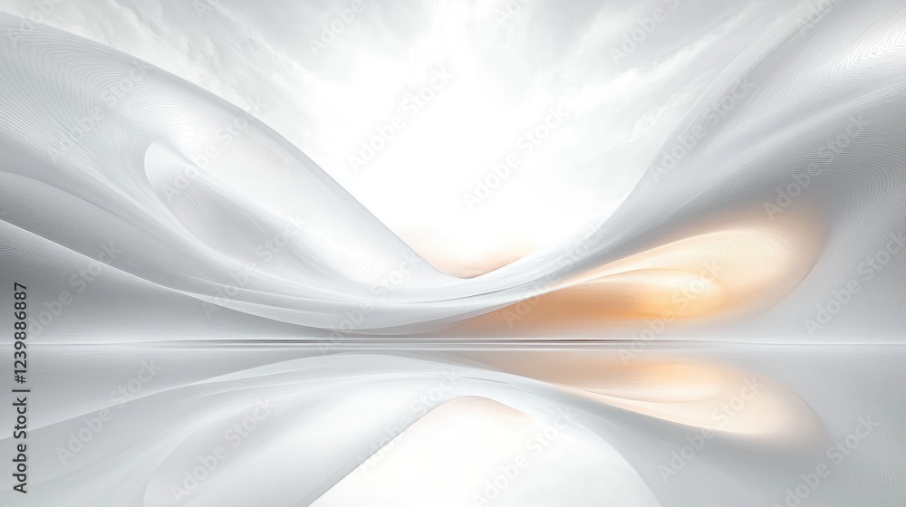 Poster abstract white curves minimalist background with flowing design and soft light