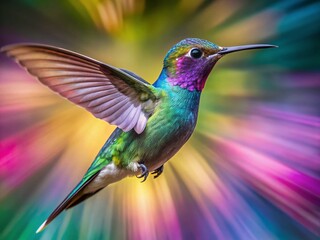 Obraz premium Vibrant Hummingbird in Flight Captured with Long Exposure